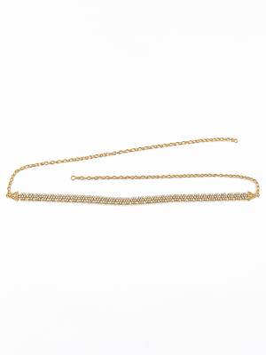 Gold plated cz floral adjustable kamarbandh waist belt 2
