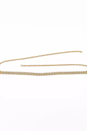 Gold plated cz floral adjustable kamarbandh waist belt