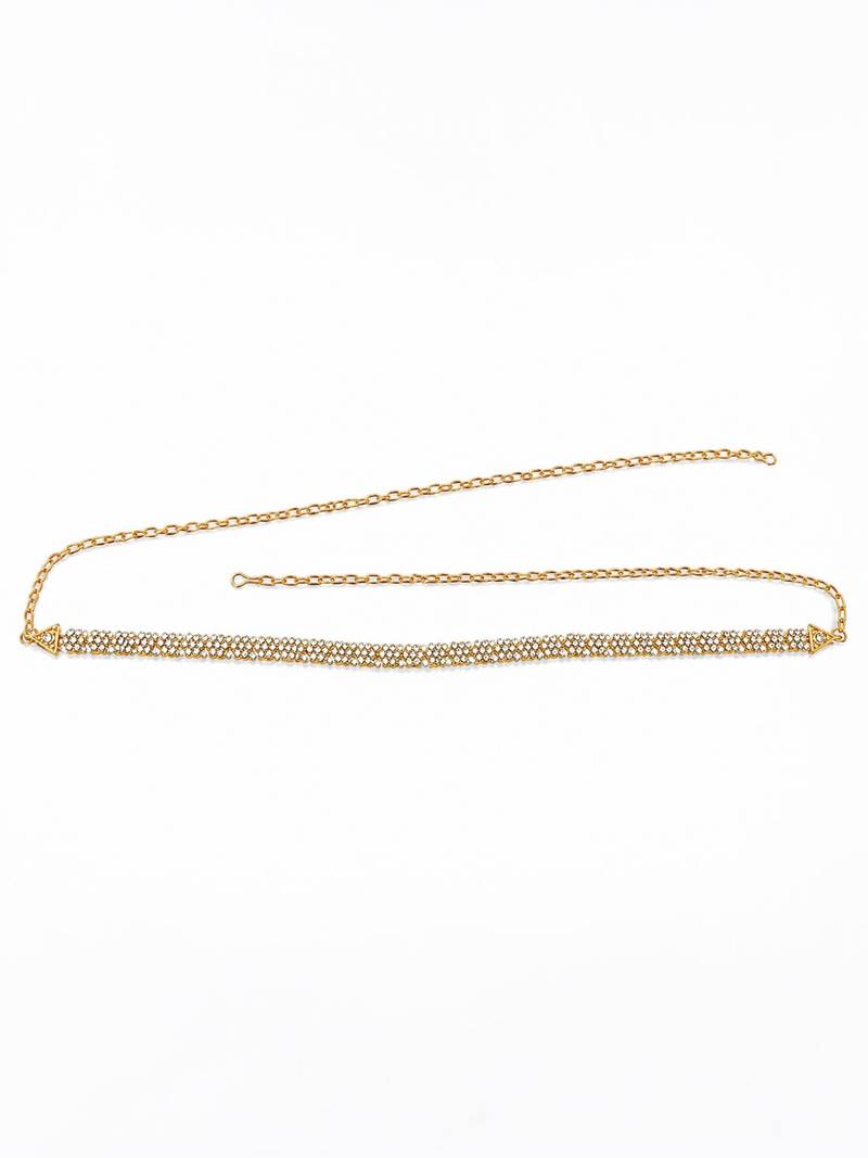 Gold plated cz floral adjustable kamarbandh waist belt