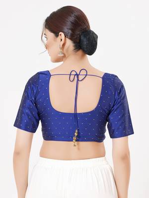 Women's tafeta silk padded front open elbow sleeves saree blouse 2