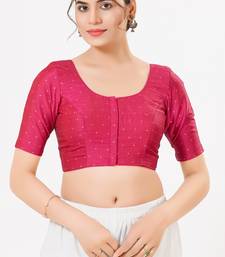 Women's tafeta silk padded front open elbow sleeves saree blouse