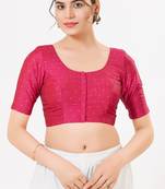 Women's tafeta silk padded front open elbow sleeves saree blouse