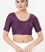 Women's tafeta silk padded front open elbow sleeves saree blouse