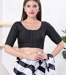 Women's dupion silk padded front open elbow sleeves saree blouse