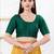 Women's dupion silk padded front open elbow sleeves saree blouse