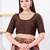 Women's dupion silk padded front open elbow sleeves saree blouse