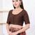 Women's dupion silk padded front open elbow sleeves saree blouse