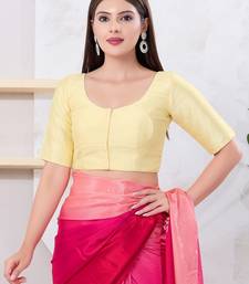 Women's dupion silk padded front open elbow sleeves saree blouse