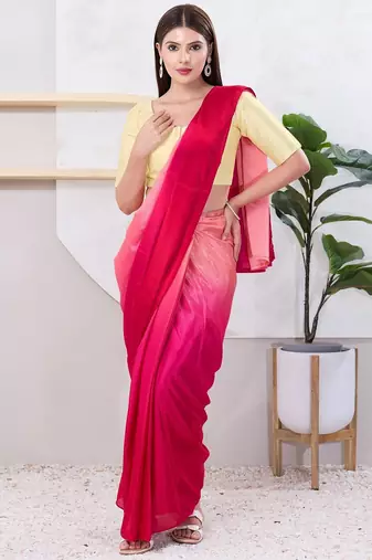 Women's dupion silk padded front open elbow sleeves saree blouse