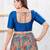 Women's dupion silk padded front open elbow sleeves saree blouse