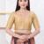 Women's dupion silk padded front open elbow sleeves saree blouse