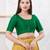 Women's dupion silk padded front open elbow sleeves saree blouse