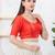 Women's dupion silk padded front open elbow sleeves saree blouse