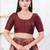 Women's dupion silk padded front open elbow sleeves saree blouse