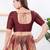 Women's dupion silk padded front open elbow sleeves saree blouse