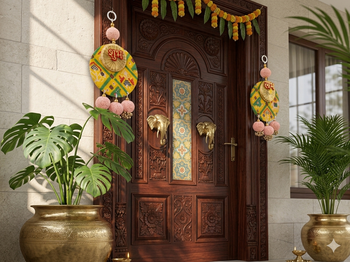 Handmade Hanging Traditional Design Decorative for Home Wall Decor Festive Decoration (Pack of 2) 2