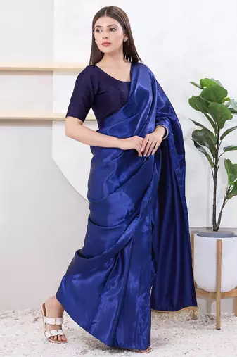 Women's dupion silk padded front open elbow sleeves saree blouse