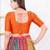 Women's dupion silk padded front open elbow sleeves saree blouse