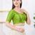 Women's dupion silk padded front open elbow sleeves saree blouse
