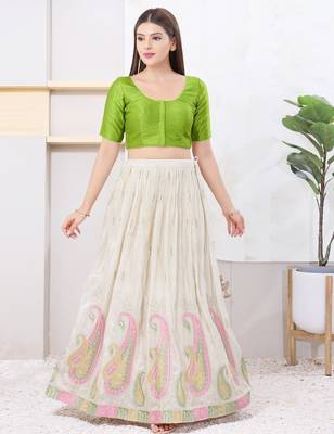 Women's dupion silk padded front open elbow sleeves saree blouse 5