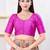 Women's dupion silk padded front open elbow sleeves saree blouse
