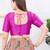 Women's dupion silk padded front open elbow sleeves saree blouse