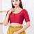 Women's dupion silk padded front open elbow sleeves saree blouse