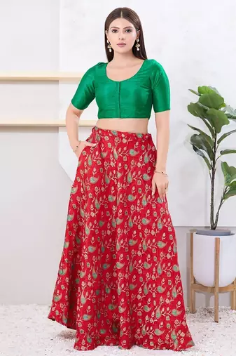 Women's dupion silk padded front open elbow sleeves saree blouse