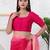 Women's dupion silk padded front open elbow sleeves saree blouse