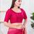 Women's dupion silk padded front open elbow sleeves saree blouse