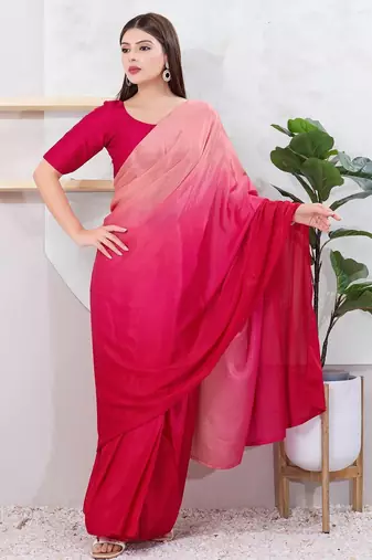 Women's dupion silk padded front open elbow sleeves saree blouse