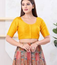 Women's dupion silk padded front open elbow sleeves saree blouse