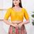 Women's dupion silk padded front open elbow sleeves saree blouse