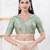 Women's jacquard padded back open elbow sleeves saree blouse