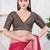 Women's brocade padded back open elbow sleeves saree blouse