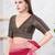 Women's brocade padded back open elbow sleeves saree blouse