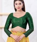 Women's gajii silk padded back open elbow sleeves saree blouse