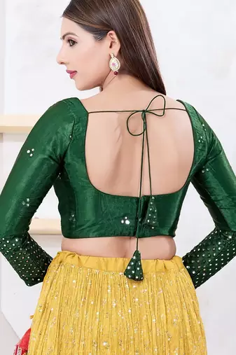 Women's gajii silk padded back open elbow sleeves saree blouse