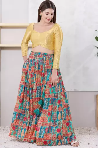 Women's gajii silk padded back open elbow sleeves saree blouse