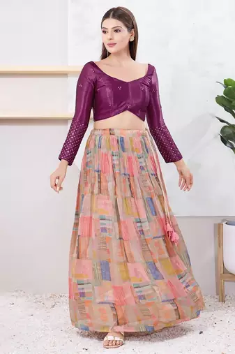Women's gajii silk padded back open elbow sleeves saree blouse