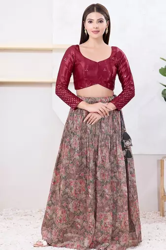 Women's gajii silk padded back open elbow sleeves saree blouse