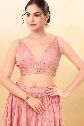Women's jain silk padded back open sleeveless saree blouse