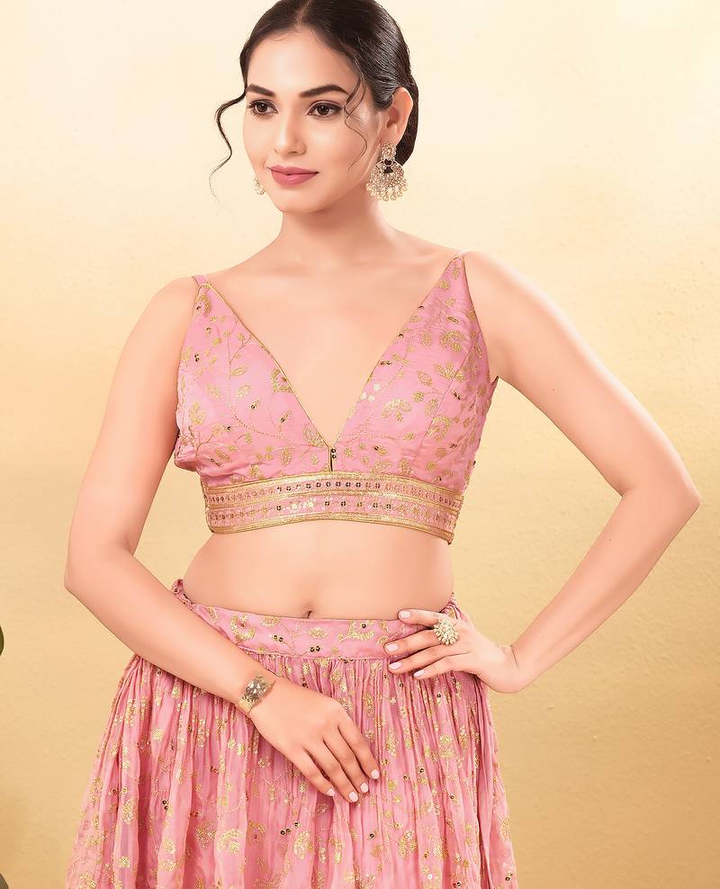 Women's jain silk padded back open sleeveless saree blouse