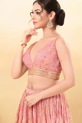Women's jain silk padded back open sleeveless saree blouse