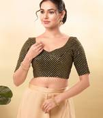 Women's mulbury silk padded back open elbow sleeves saree blouse