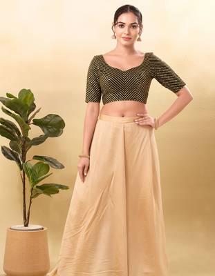 Women's mulbury silk padded back open elbow sleeves saree blouse 4