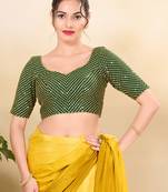 Women's mulbury silk padded back open elbow sleeves saree blouse