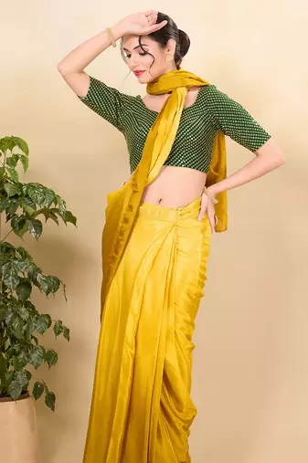 Women's mulbury silk padded back open elbow sleeves saree blouse