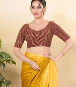 Women's mulbury silk padded back open elbow sleeves saree blouse