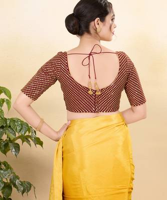 Women's mulbury silk padded back open elbow sleeves saree blouse 2